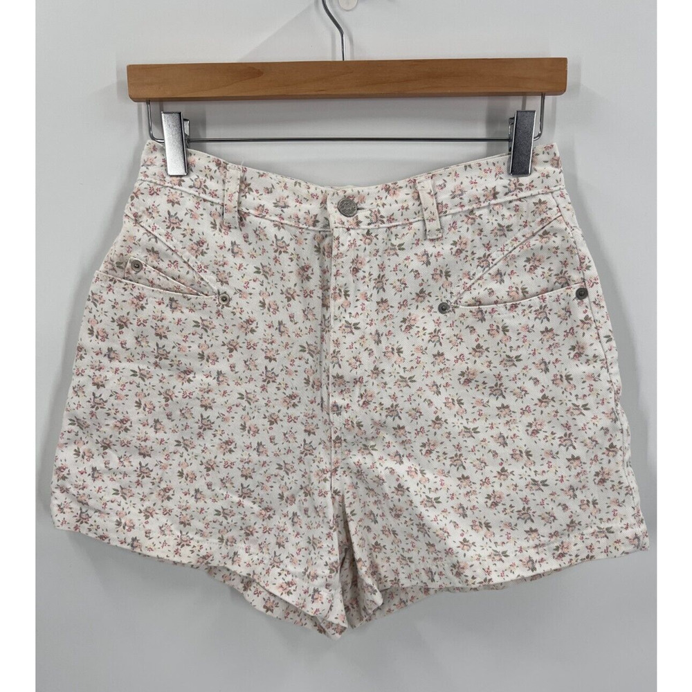 Vtg 80’s SOSTANZA High Waisted White Floral Jean Shorts SZ 9/10 Vintage